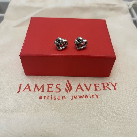 Retired James Avery Heart Knot Stud Earrings - Picture 2 of 5